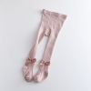 Blady Róż Rajtuzy Prążkowane Rajstopki Prążek Rajstopy Dziecięce Z Kokardkami  4-6 L