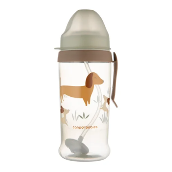 Bidon niekapek z rurką i odważnikiem 350ml PIESKI