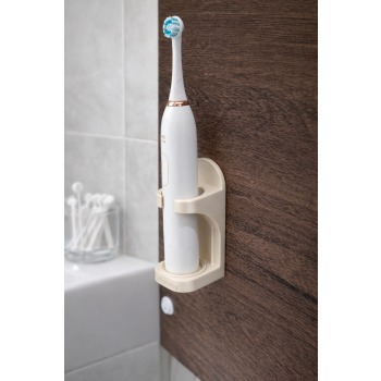 Elegancki stojak uchwyt na szczoteczkę soniczną i elektryczną - kompaktowy, montaż na taśmę Beżowy