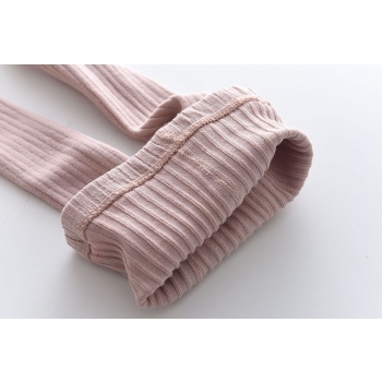 Blady Róż  Rajtuzy Prążkowane Rajstopki Prążek Rajstopy Dziecięce Z Kokardkami 6-12Mcy