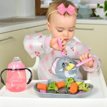 A0366 Bidon Kubek niekapek z miękkim ustnikiem Różowy 6m+