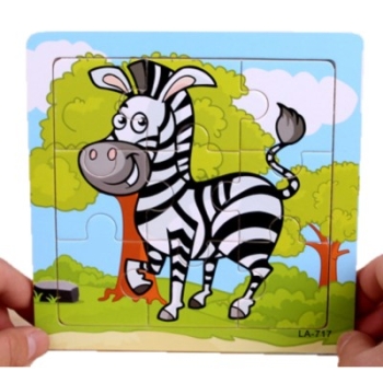 DREWNIANE PUZZLE W RAMCE UKŁADANKA EDUKACYJNA ZEBRA