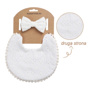 Zestaw Dwustronny Śliniaczek I Opaska W Stylu Vintage/Boho