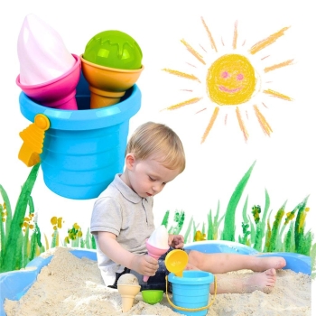 Zestaw do piaskownicy i na plażę  wiaderko, łopatka lody do piasku dla dzieci 6 el