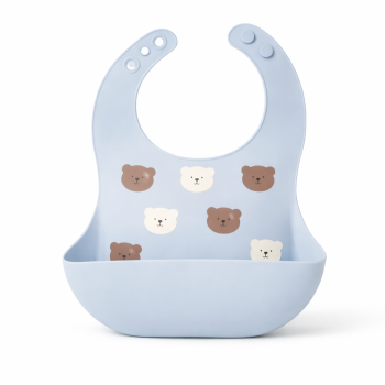 Elastyczny śliniak silikonowy z miseczką śliniaczek z kieszonką  miękki wodoodporny zmywalny