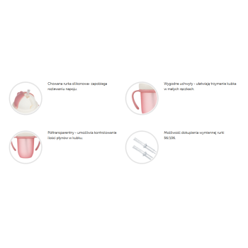 Bidon kubek niekapek ze składaną rurką słomką PASTELOWY RÓŻ MATT Canpol Babies