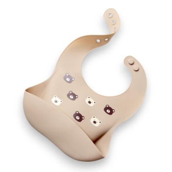 Elastyczny Śliniak Silikonowy Z Miseczką Śliniaczek Z Kieszonką  Miękki Wodoodporny Zmywalny