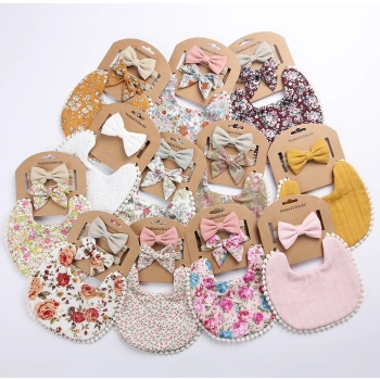 Zestaw Dwustronny Śliniaczek I Opaska W Stylu Vintage/Boho