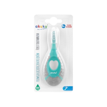 Akuku A0157 Szczoteczka Do Zębów 0-2 Lat Z Wypustkami Na Ząbkowanie  Szary-Miętowy