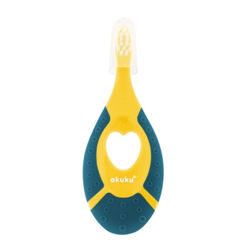 Akuku A0157 Szczoteczka Do Zębów 0-2 Lat Z Wypustkami Na Ząbkowanie  Granatowy-Żółty