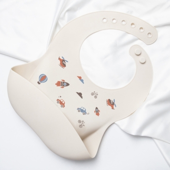 Elastyczny Śliniak Silikonowy Z Miseczką Śliniaczek Z Kieszonką  Miękki Wodoodporny Zmywalny