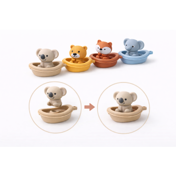 Zabawki kąpielowe zestaw zabawek do wanny Zwierzątka łódki Beżowe 12el.