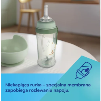 Bidon niekapek z rurką i odważnikiem 350ml PIESKI