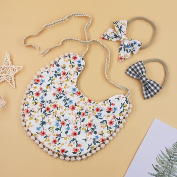 Zestaw Dwustronny Śliniaczek I Opaski W Stylu Vintage/Boho