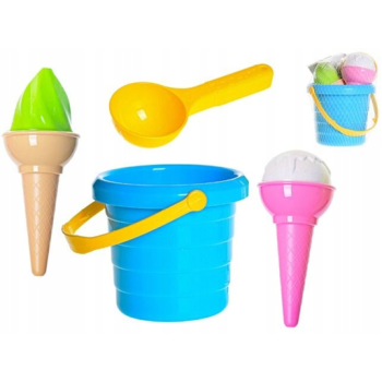 Zestaw do piaskownicy i na plażę  wiaderko, łopatka lody do piasku dla dzieci 6 el