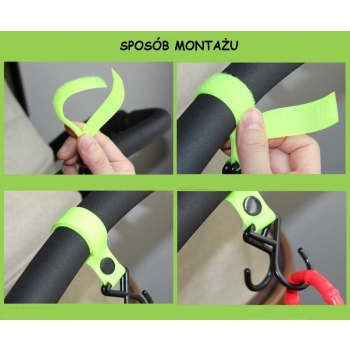 Uchwyt Haczyk  Hak Na Zakupy Na Rzep Do Wózka Dziecięcego Na Torbę