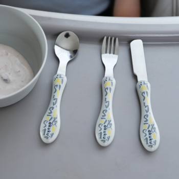 AKUKU A0103 Sztućce dziecięce metalowe do nauki jedzenia 3 szt