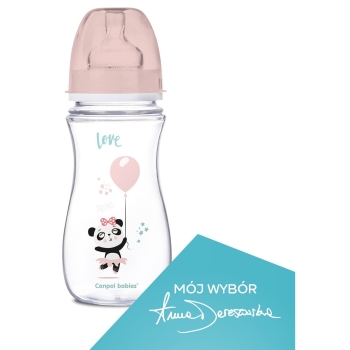 CANPOL 35/222 Butelka szeroka antykolkowa EasyStart Exotic 300ml różowy