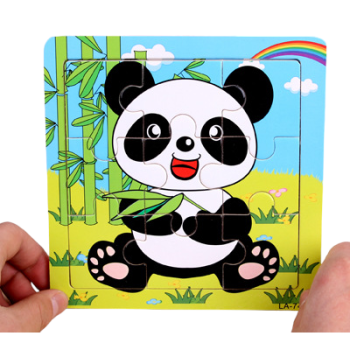 DREWNIANE PUZZLE W RAMCE UKŁADANKA EDUKACYJNA PANDA