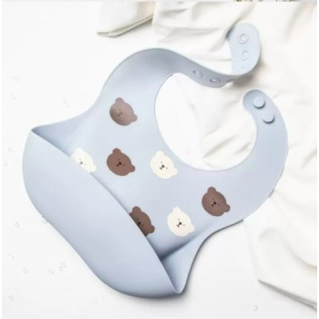 Elastyczny śliniak silikonowy z miseczką śliniaczek z kieszonką  miękki wodoodporny zmywalny