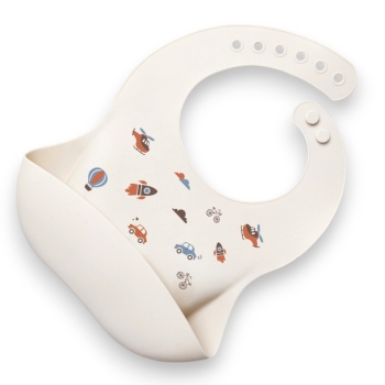 Elastyczny Śliniak Silikonowy Z Miseczką Śliniaczek Z Kieszonką  Miękki Wodoodporny Zmywalny