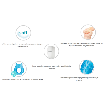 Wodny gryzak silikonowy dla niemowląt chłodzący ząbkowanie zielona sowa