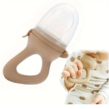 Gryzak Do Podawania Pokarmu W Etui Na Owoce I Warzywa Brązowy  Smoczek  S 4 M+