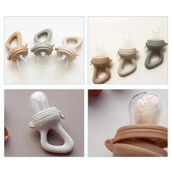 Gryzak Do Podawania Pokarmu W Etui Na Owoce I Warzywa Beżowy  Smoczek  L  8M+