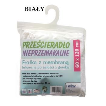 Wodoodporne Prześcieradło Ochronne Frotte Do Łóżeczka Niemowlęcego Z Gumką Premium 60X120 Cm Białe