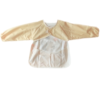 Śliniak Do Blw, Fartuszek Wodoodporny Z Rękawami I Kieszonką Śliniaczek Premium Beż