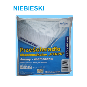 Wodoodporne Prześcieradło Ochronne Jersey Do Łóżeczka Niemowlęcego Z Gumką Premium 60X120 Cm Niebieskie