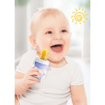 Gryzak Do Podawania Pokarmu W Etui Na Owoce I Warzywa Niebieska Świnka Smoczek M 6 M+