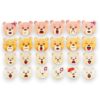 Drewniana Układanka Rodzina Misie Garderoba Emocje Montessori Pudełko 72 elementy