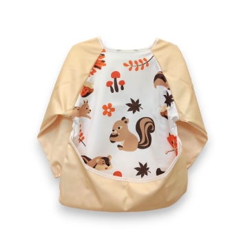 Śliniak Do Blw, Fartuszek Wodoodporny Z Rękawami I Kieszonką Śliniaczek Premium Beż