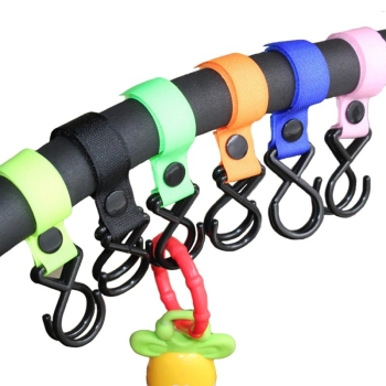 Uchwyt Haczyk Na Zakupy, Hak Na Rzep Do Wózka Dziecięcego Na Torbę Granatowy