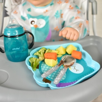 A0366 Bidon Kubek niekapek z miękkim ustnikiem niebieski 6m+