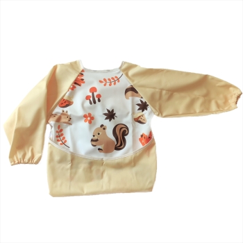 Śliniak Do Blw, Fartuszek Wodoodporny Z Rękawami I Kieszonką Śliniaczek Premium Beż